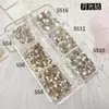 Entra en el Nuevo Set de Caja de Arte de Uñas de Seis Compartimentos con Tamaños Mixtos, Decoraciones de Uñas DIY de Vidrio de Cristal Ultra Brillante con Base Plana con Pedrería