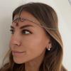 AliExpress Nueva Cadena Étnica para el Cabello con Gota de Agua Moda Europea y Americana Multicapa Pedrería Tocado Accesorios para el Cabello Cadena para el Cabello de Mujer
