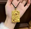 Tienda de oro joyería del mismo estilo nubes auspiciosas tridimensionales qilin etiqueta yuanbao colgante cuadrado dominante colgante colgante estilo chino nuevo venta al por mayor