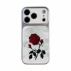 Diseño Artístico de Rosa Adecuado para Funda de Teléfono Apple 17 iPhone 18 Pro Max Cobertura Completa 16 Pro Textura de Cuero Anticaídas Estilo Simple
