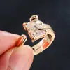 TEMU Estilo Explosivo Transfronterizo Lujo Ligero Circonita Incrustada Anillo Abierto de Moda Diseño de Personalidad Anillo para el Dedo Estilo Dulce Fresco Estilo de Nicho Joyería para Manos