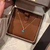 Collar de Plata de Ley S925 con Diamante Azul Frío en Forma de Gota de Agua para Mujer, Colgante Incrustado de Diamantes Estilo Old Money, Cadena Clavicular Versátil de Lujo Ligero de Gama Alta