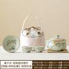 Set de Té de Cerámica Portátil para Viaje, Taza Rápida de Caqui Panda, Tetera, Taza de Té, Una Tetera Tres Tazas, Set de Té para Exteriores