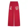 Pantalones de Chándal Americanos de Pierna Ancha para Primavera y Verano Estampado de Letras para Hombre Pantalones Largos Rectos Pantalones Casuales Sueltos Pantalones de Chándal Azules para Mujer