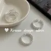 Anillo de Plata Estilo Ins Dongdaemun de Corea del Sur Plata de Ley S925 Anillo de Empalme de Cuentas de Tres Capas Estilo Simple y Versátil para Apilar