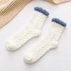 Calcetines para dormir de lana coral con giro de color sólido para otoño e invierno, calcetines gruesos y cálidos para el hogar, calcetines de suelo sencillos para niños