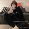 Corea2025 Otoño e Invierno Pijama de Terciopelo Coral para Niñas Cuadros Gato de Dibujos Animados Chica Suave Engrosado Cálido Ropa para el Hogar