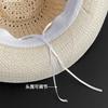 Sombrero de Paja Hueco Transpirable para Mujer en Verano Retro Ala Ancha Mostrando la Cara Pequeño Vacaciones en la Costa Protección Solar Parasol de Playa Sombrero de Vaquero