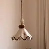 Luminária pendente floral, luminária de cabeceira, luminária de corredor estilo vintage, luminária de madeira maciça estilo creme com 6 luzes, luminária pendente em forma de espinha de peixe sem chama