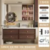 Nuevo mueble de baño de estilo minimalista con lavabo integrado de cerámica, armario espejo multifuncional de almacenamiento y combinación de madera maciza