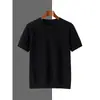 Verão Novo Algodão Puro Masculino Tricô Manga Curta Gola Redonda Cor Sólida Solto Versátil Vazado Camiseta Manga Meia Fabricante Atacado