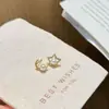 Pendientes de Plata de Ley S925 Aguja de Plata Seiko Perla Redonda Shijia Estrella y Luna Completamente Diamantados para Mujer Estilo Casual de Nicho Pendientes de Gama Alta