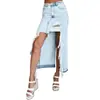 Transfronteiriço Transfronteiriço Verão 2024 Amazon Cintura Alta Irregular Rave Buraco Lavado Antigo Jeans Dividido Quadril Metade