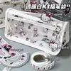 Estojo Novo Gato Kt, Bolsa de Papelaria de Alta Estética, Bolsa de Armazenamento de Papelaria Semi-Transparente de Grande Capacidade com Múltiplas Camadas, Porta-Lápis