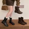 Chuyuji 2026 Otoño/Invierno Nuevas Botas Vaqueras Western Vintage Hebilla de Cinturón Gamuza de Piel de Cerdo Tacón Grueso Botas Cortas a Media Pantorrilla