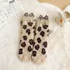 Calcetines de coral cálidos para mujer, calcetines de media pantorrilla, no sueltan pelusa, gato de dibujos animados, 3D, engrosados, calcetines para dormir, calcetines de invierno para el suelo
