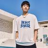 Camiseta de Manga Corta Estampada Diversión de Verano para Hombre, Combinable, Seda Helada Fresca, Estilo Hong Kong, Holgada, de Media Manga, Top Blanco para Pareja
