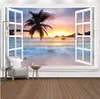Tela de Fondo de Montaña Fuera de la Ventana Ins Paisaje Dormitorio Mesita de Noche Colgante Tela Alquiler Dormitorio Decoración Pared Tela Tapiz Personalización