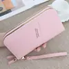 Nueva Cartera Larga para Mujer con Doble Cremallera tipo Clutch Gran Capacidad Multifunción Múltiples Ranuras para Tarjetas Bolsillo para Teléfono Móvil Cartera Estilo Coreano