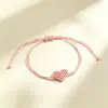 Pulsera Roja Tejida a Mano para Año Nuevo 2026 con Nudo Diagonal Corazón de Amor Pulsera de Pareja Joyería para el Día de San Valentín Hilo Rojo Producto Terminado