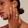 Europa e Estados Unidos transfronteiriço 18K ouro três camadas liso liso anel anel vento frio alto nível anel decorativo Amazon joia de mão