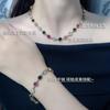 Collar Retro Transfronterizo Europeo y Americano para Mujer, Juego de Pulsera con Gema Colorida, Juego de Aretes de Diseño Creativo Personalizado