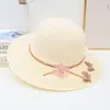 Sombrero de Verano con Ala Ancha para Mujer, Protección Solar, Sombrero de Paja con Lazo, Elegante Sombrero de Paja Transpirable con Ala Ancha para Vacaciones en la Playa