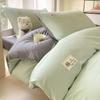 Conjunto Simples de Cor Sólida para Dormitório Estudantil Três Peças Capa de Edredom 100% Algodão Puro Lençóis de Cama Quarto Individual Cama Elástica Conjunto de Seis Peças