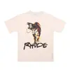 Colección de Camisetas de Manga Corta RHUDE Versión Alta Transfronteriza Vintage Americano Marlboro Streetwear Casual Holgadas para Pareja Cuello Redondo