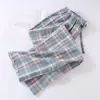 Pantalones de pijama de algodón puro lavado para pareja, para hombre y mujer, pantalones largos de cuadros finos para primavera, otoño y verano, de pierna recta, se pueden usar fuera como pantalones de casa