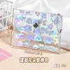 Porta-cartões de PVC transparente com padrão a laser colorido, de camada dupla, para guardar cartões de visita, identidades, moedas, porta-moedas preto com bolinhas