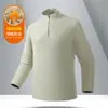 Camisetas de Manga Comprida para Primavera e Outono para Homens e Mulheres, Meio Cardigã, Gola Alta, Roupas Esportivas de Secagem Rápida, Forradas com Fleece, Quentes, Moletons da Moda, Camisetas de Segunda Pele Masculinas