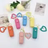 Chaveiro Pingente Porta-Batom Mini Espelho em Formato de Coração Bolsa Cor Macaron Estilo Ins Couro Portátil Mini