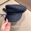 ¡El corte es súper favorecedor! Gorra plana de mezclilla oscura retro británica, gorra de vendedor de periódicos nueva, gorra plana de otoño para mujer