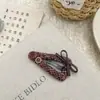 Nuevo Pasador Geométrico Rojo Estilo Tweed, Pasador Versátil para Niña, Accesorios para el Cabello en la Parte Trasera de la Cabeza, Pinza Lateral para el Flequillo