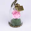 Collar de príncipe rosa explosión de deseos belleza y la bestia collar diy vidrio imitación flor seca cadena para suéter largo