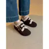 Mocasines de moda y únicos con hebilla para mujer, con tacón oculto, material de gamuza, forro de felpa para abrigar y estilo retro Birkenstock.