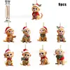 Macaco de Madeira de Natal 2D Plano com Sino Decoração de Parede Dourada Presente para Casa Lembrancinha de Festa Decoração Pendente