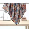 Nuevo Pañuelo Cuadrado de Terciopelo Impreso por Ambos Lados para Mujer, Estilo Coreano Retro Patrón de Espiga 90 Pañuelo de Seda con Elegante Chal Lote