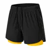 Pantalones Cortos de Correr Doble Capa Personalizados para Hombre Entrenamiento de Maratón Deportivos Secado Rápido Finos Transpirables Forro de Secado Rápido Tres Cuartos