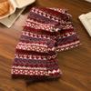 Bufanda de Punto Estilo Fair Isle para Mujer en Otoño e Invierno, Alta Gama, Color Contrastante, Engrosada y Cálida, Bufanda Atmosférica Estilo Coreano para Estudiantes