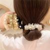 Goma para el pelo de organza con perlas, Accesorio para el pelo estilo coreano de tienda de 2 yuanes, Diadema elástica de moda para niñas