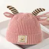 Nuevo Sombrero Infantil Otoño e Invierno Doble Capa Gorro de Lana para Bebé Gorro Tejido para Bebé 1-2 Años Sombrero Cálido para Niños y Niñas