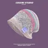 Chapéu de Tricô Colorido em Degradê para Circunferência de Cabeça Grande Unissex Verão Respirável Fino Gorro Estilo de Rua Touca