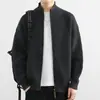 Chaqueta Cárdigan de Color Sólido para Hombre, Nueva Tendencia Primavera y Otoño Marca, Suéter de Punto Holgado Casual de Gama Alta con Cuello Alto