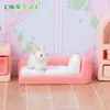 Móveis de sofá criativos para sala de casa de bonecas rosa, acessórios de decoração DIY para paisagem em miniatura, peças de exibição em miniatura