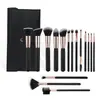 Kit de Pincéis de Maquiagem Transfronteiriço com 16 Peças, Kit Completo para Maquiadores, Cabo de Madeira, Cerdas de Fibra, Pincéis Profissionais para Blush e Base
