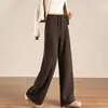 Otoño 2026 Nuevo Pantalones Casuales de Cachemira Pierna Recta Cintura Alta Diseño de Cordón Holgados Adelgazantes Caída Pantalones de Pierna Ancha Mujer
