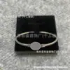 Pulsera Tijia Doble Letra T1 para Mujer, Chapado Grueso en Oro Rosa con Diamantes Completos, Nácar Blanco con Diamantes, Pulsera de Regalo