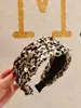 Nueva Diadema Retro Estampada de Leopardo para Primavera y Verano con un Toque de Lujo, Diadema Trenzada de Parte Alta, Diseño Ensanchado para Hacer que la Cabeza se Vea Más Pequeña